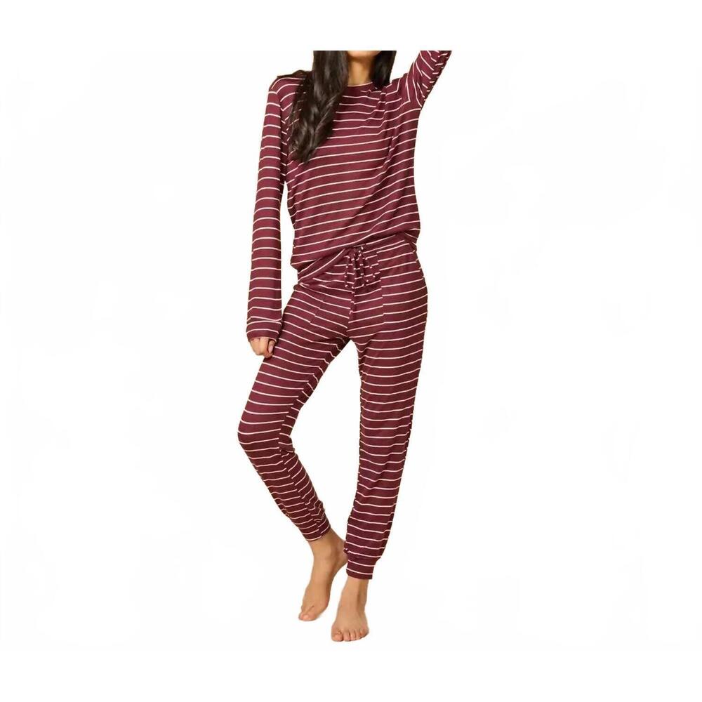 NEW SOFTIES dream jersey stripe lounge set in cherry